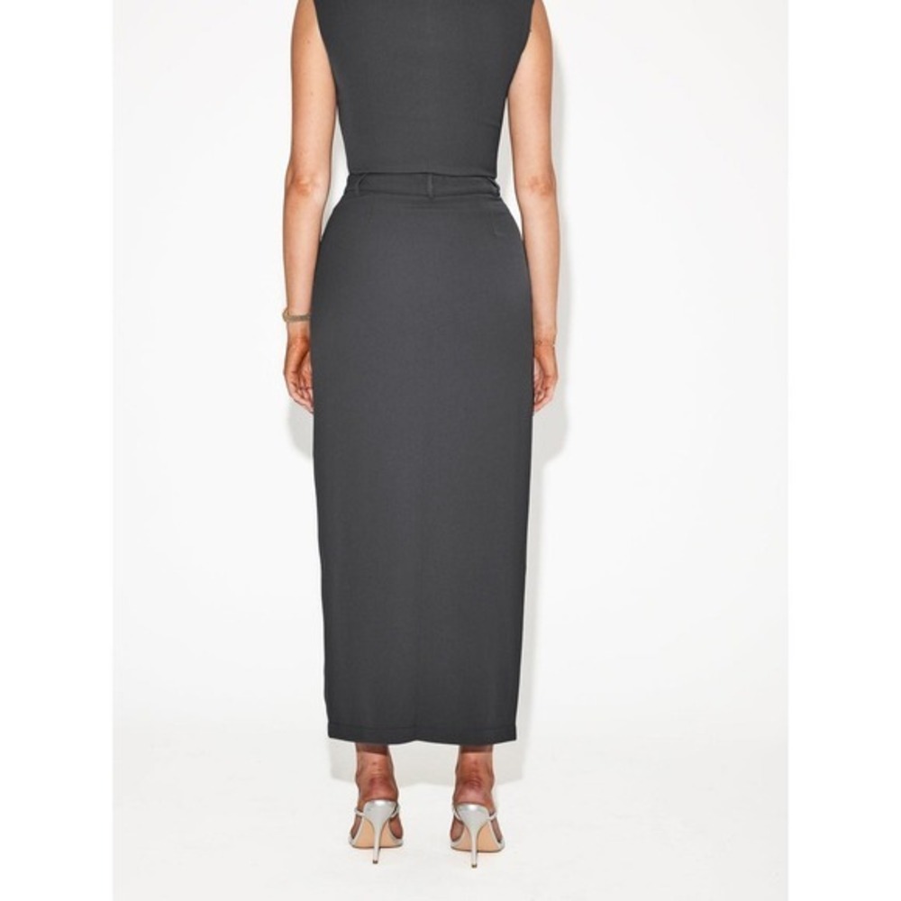 Commense‎ Split-front Solid Midi Skirt Gray size … - image 5